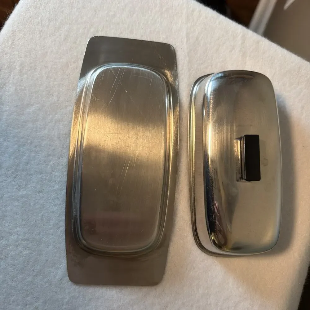 MCM Covered Stainless Steel Butter Dish